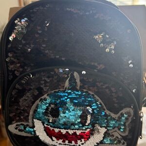Kids Sequin Shark Backpack - Black & Blue